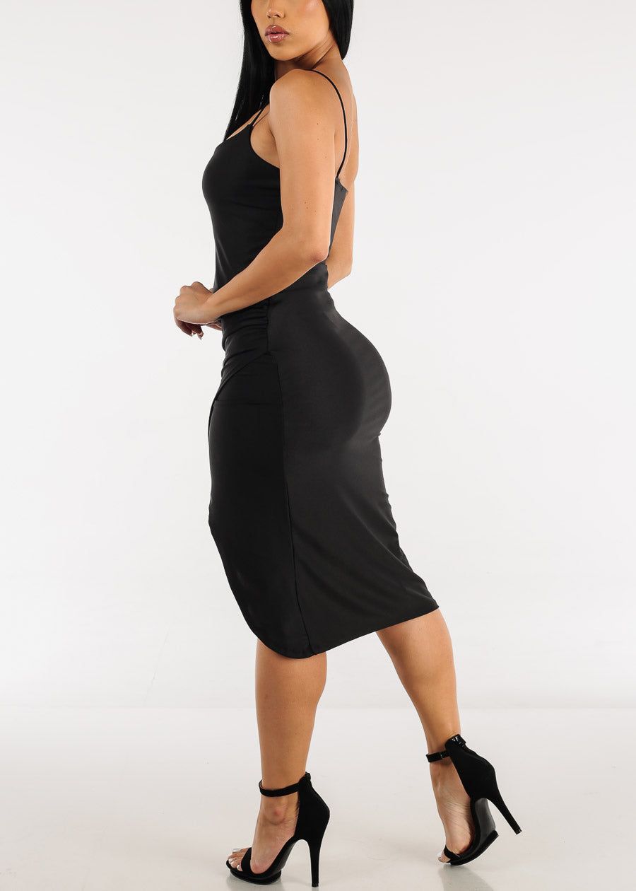 Black Ruched Side Wrapped Bodycon Midi Dress sold by Moda product image thumbnail 4