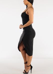 Black Ruched Side Wrapped Bodycon Midi Dress sold by Moda