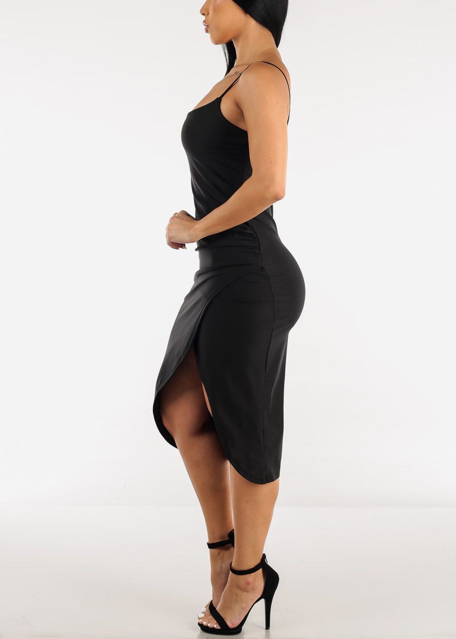 Black Ruched Side Wrapped Bodycon Midi Dress sold by Moda product image thumbnail 2