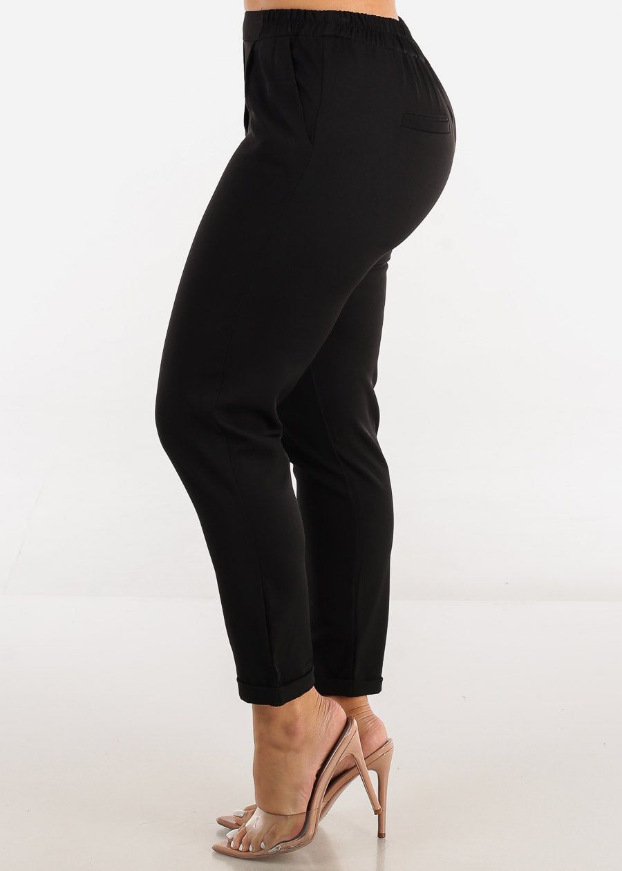 Black High Waist Tapered Ankle Pull On Dress Pants sold by Moda product image thumbnail 3