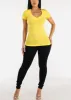 V-neck Basic T-Shirt  (Yellow) sold by Moda