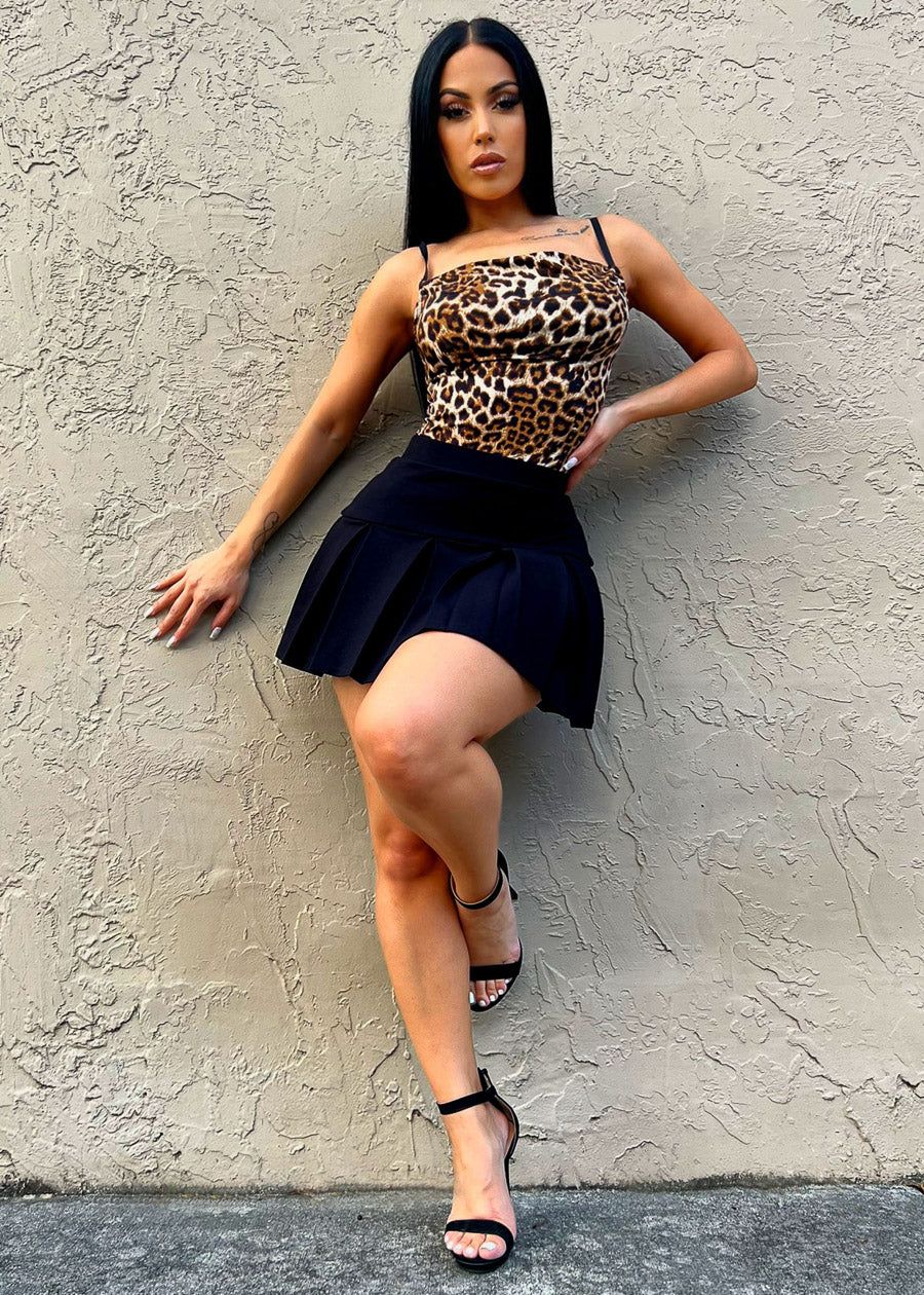 High Waisted Black Pleated Mini Skort sold by Moda product image thumbnail 2