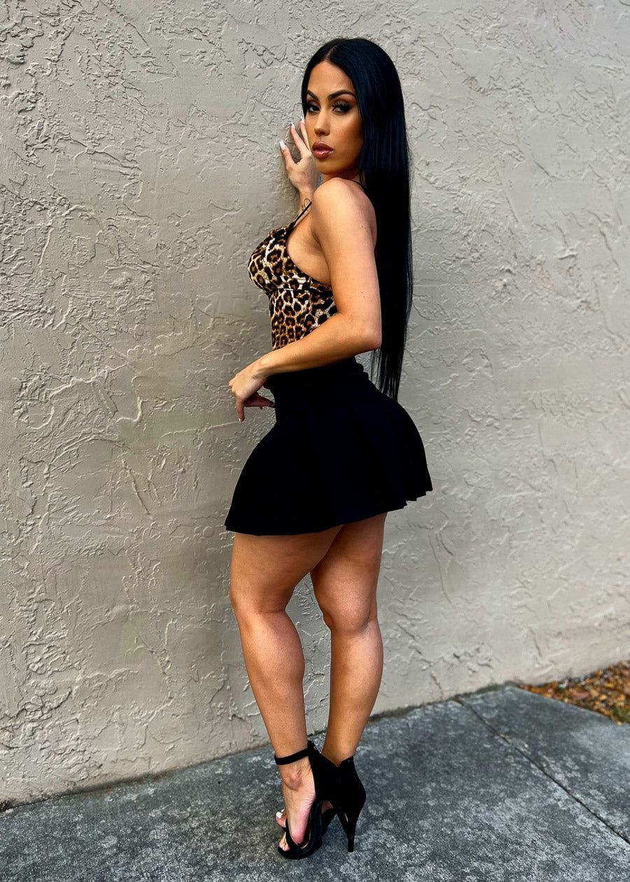 High Waisted Black Pleated Mini Skort sold by Moda product image thumbnail 3