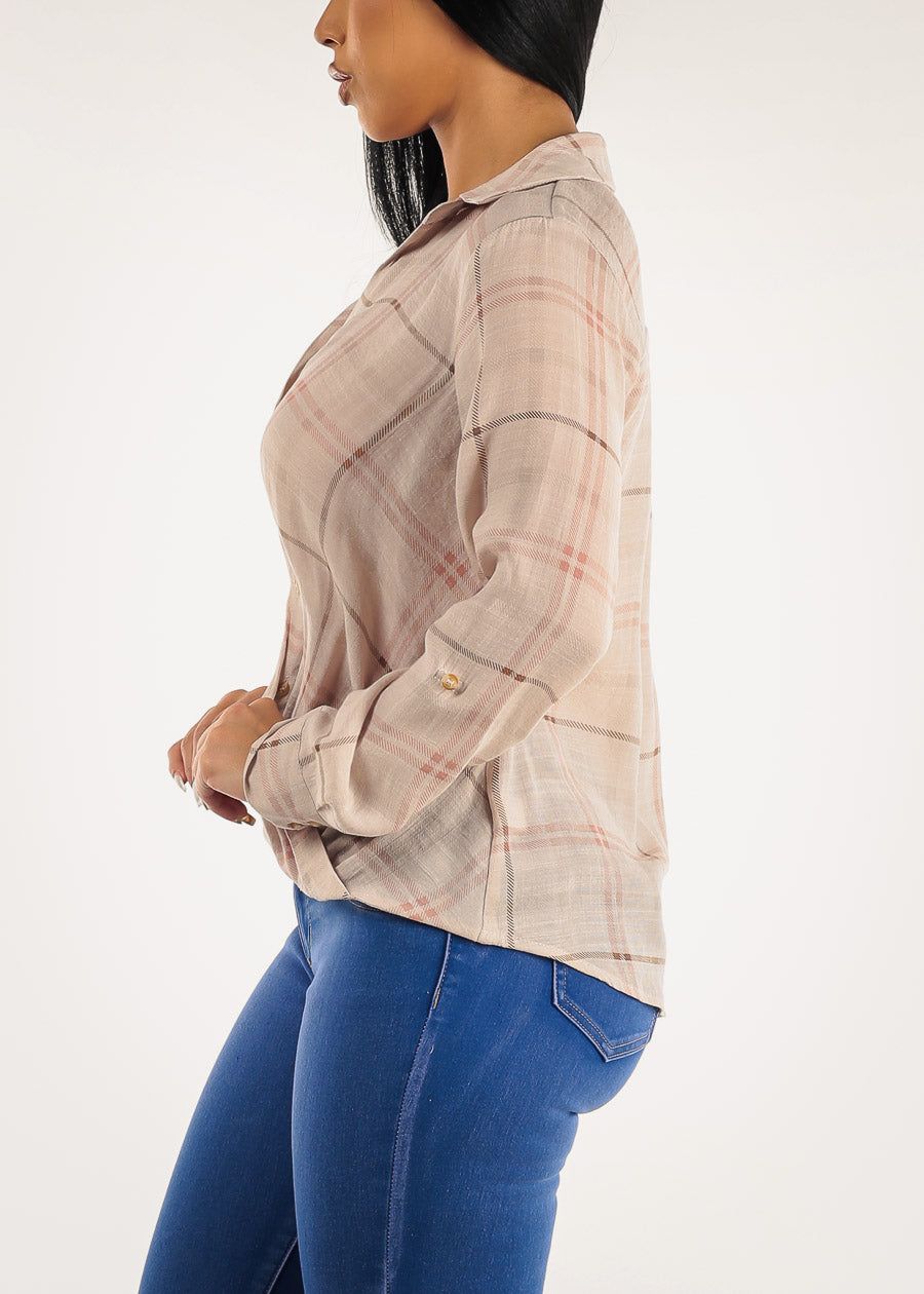 Button Up Twisted Front Roll Up Sleeve Shirt sold by Moda product image thumbnail 3