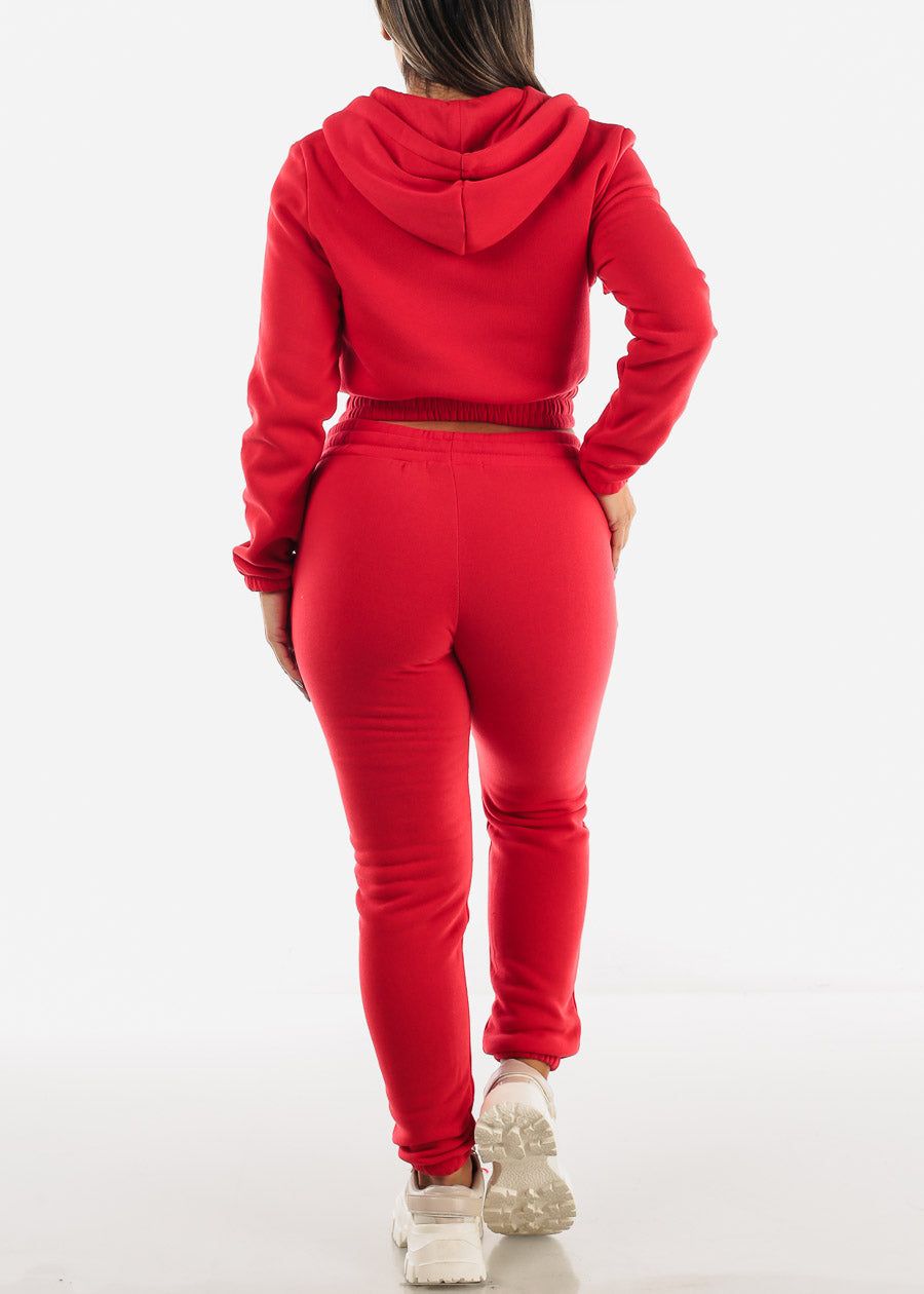 Fleece Hoodie, Sports Bra & Joggers Red (3 PCE SET) sold by Moda product image thumbnail 4