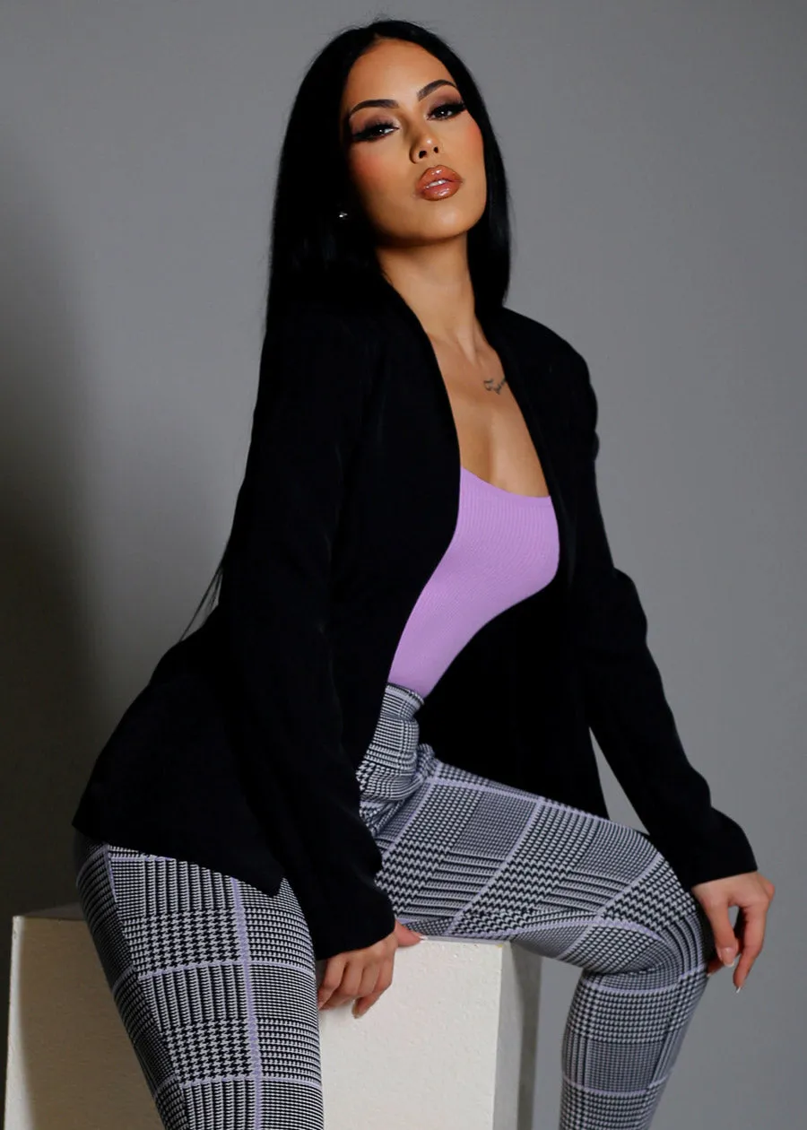 Long Sleeve Open Front Black Blazer sold by Moda