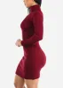 Long Sleeve Turtleneck Sweater Dress Burgundy w Pockets sold by Moda