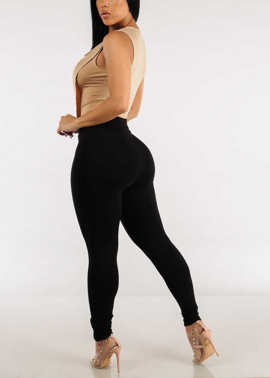 High Waisted Black Dressy Skinny Pants w Buttons Detail sold by Moda product image thumbnail 5