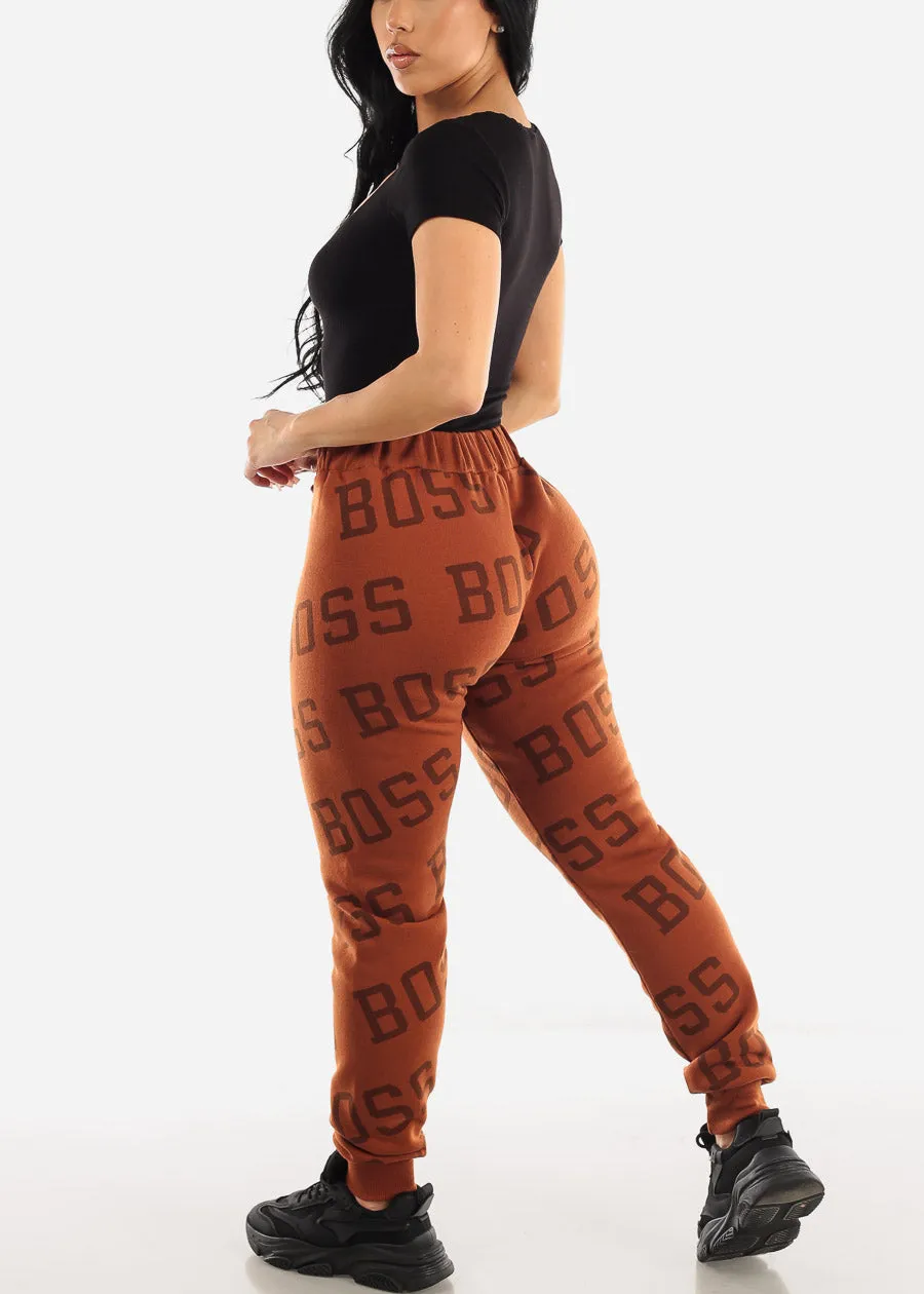 Fleece Drawstring Waist Jogger Sweatpants Rust "Boss" sold by Moda product image thumbnail 5