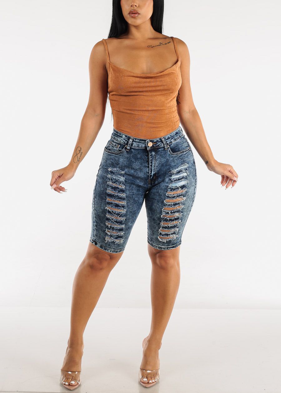 Sleeveless Slinky Cowl Neck Thong Bodysuit Light Brown sold by Moda product image thumbnail 2