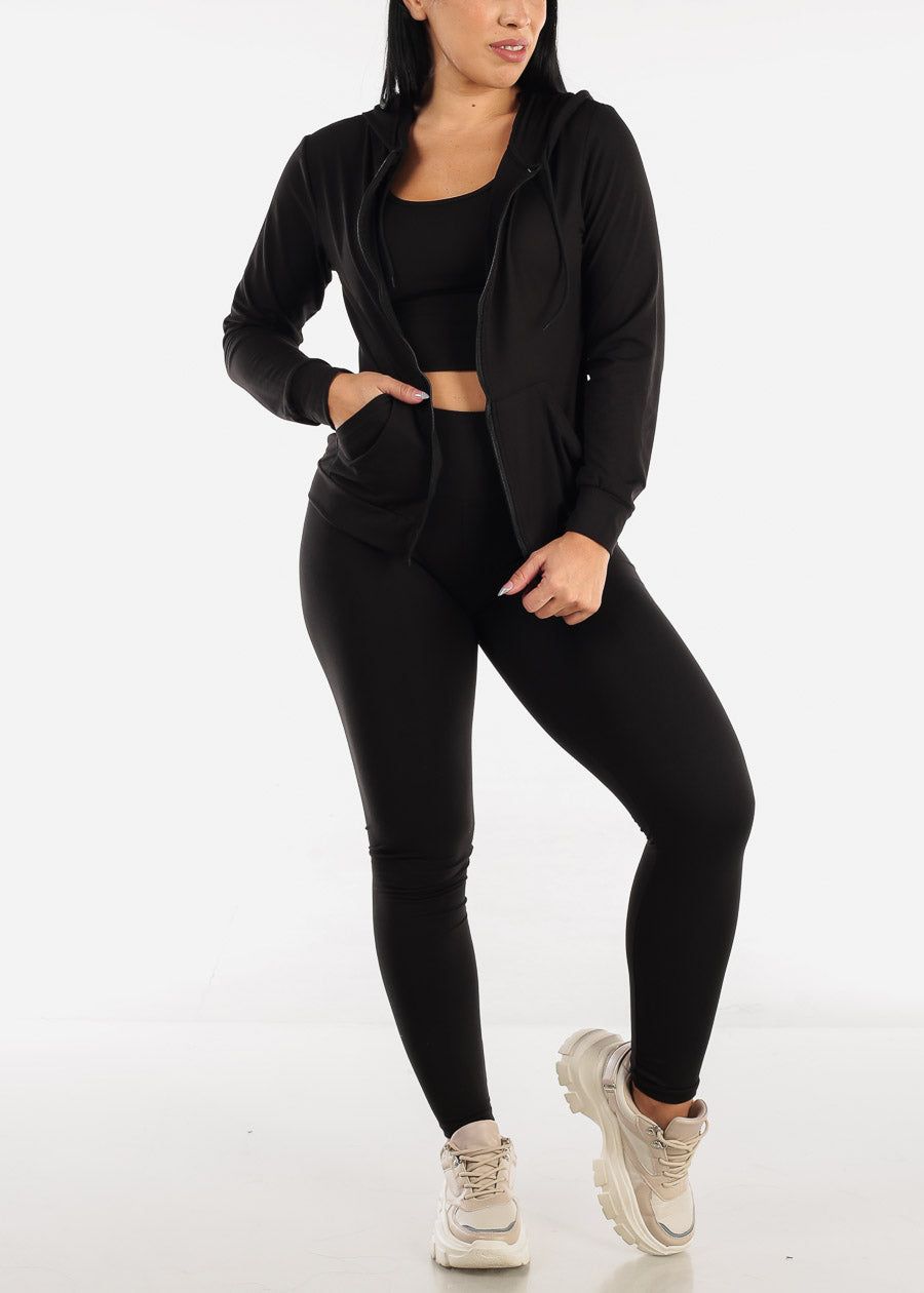 Black Activewear Jacket, Sports Bra & Leggings (3 PCE SET) sold by Moda product image thumbnail 2