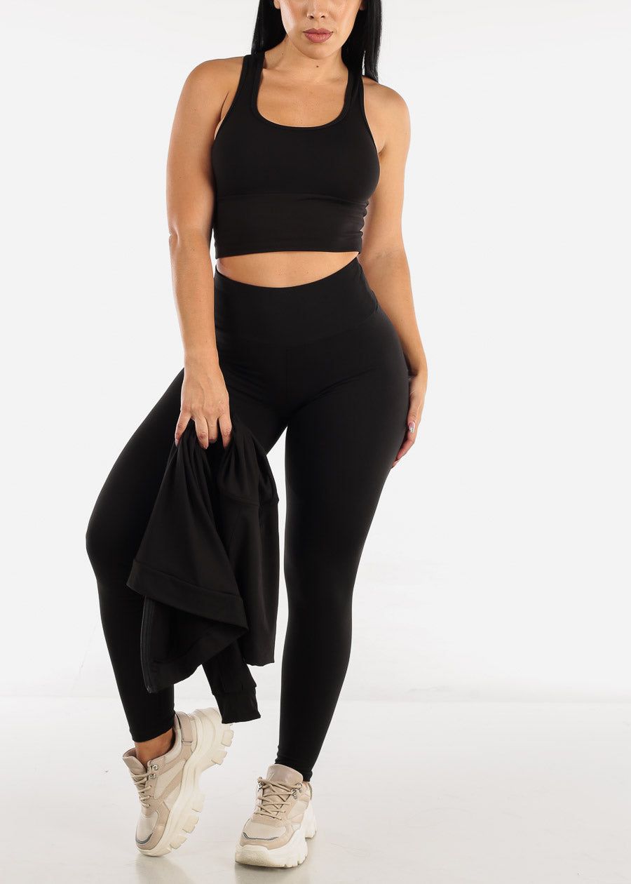 Black Activewear Jacket, Sports Bra & Leggings (3 PCE SET) sold by Moda product image thumbnail 3