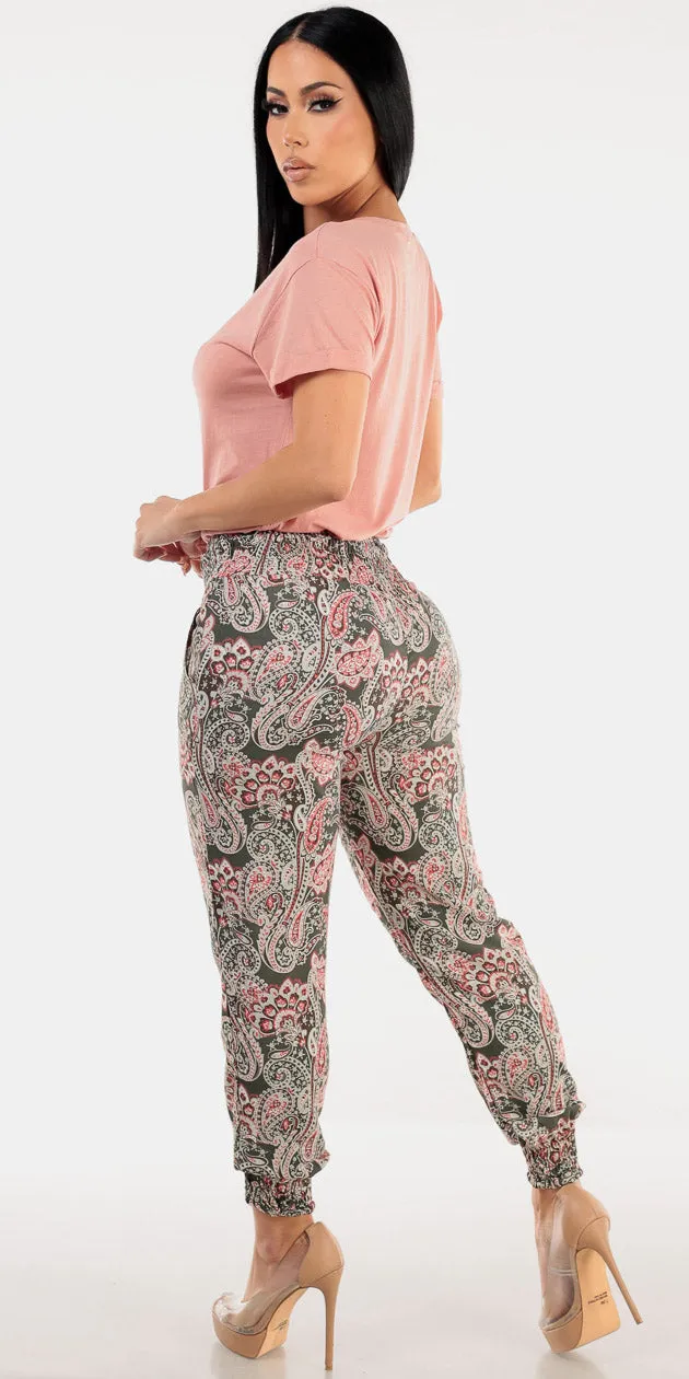 Mauve Paisley Jogger Pants Look sold by Moda product image thumbnail 2