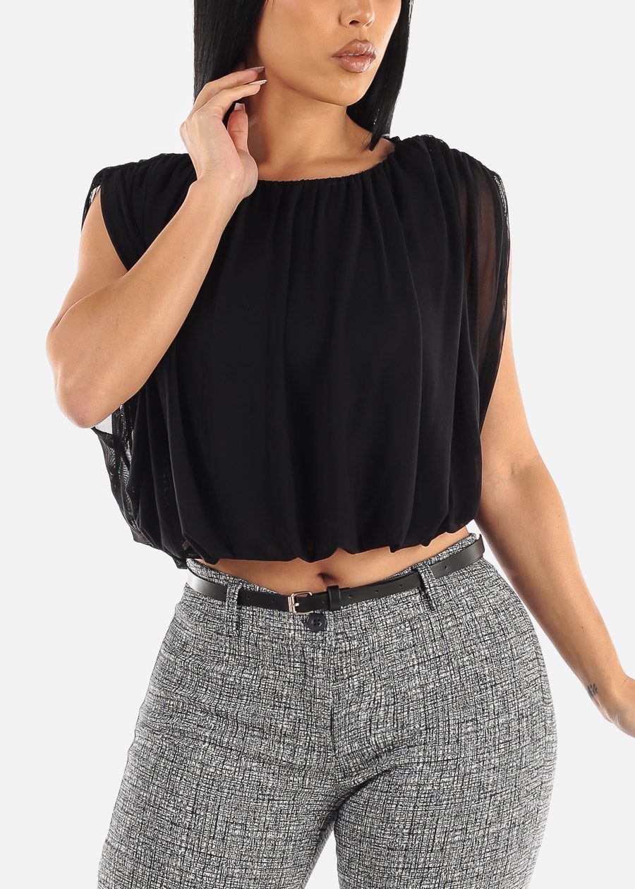 Black Sleeveless Bubble Hem Blouse sold by Moda product image thumbnail 3