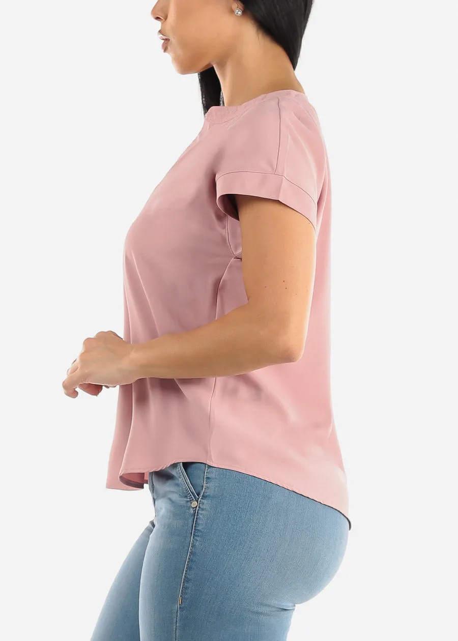 Short Sleeve Vneck Blouse Dusty Pink sold by Moda product image thumbnail 3