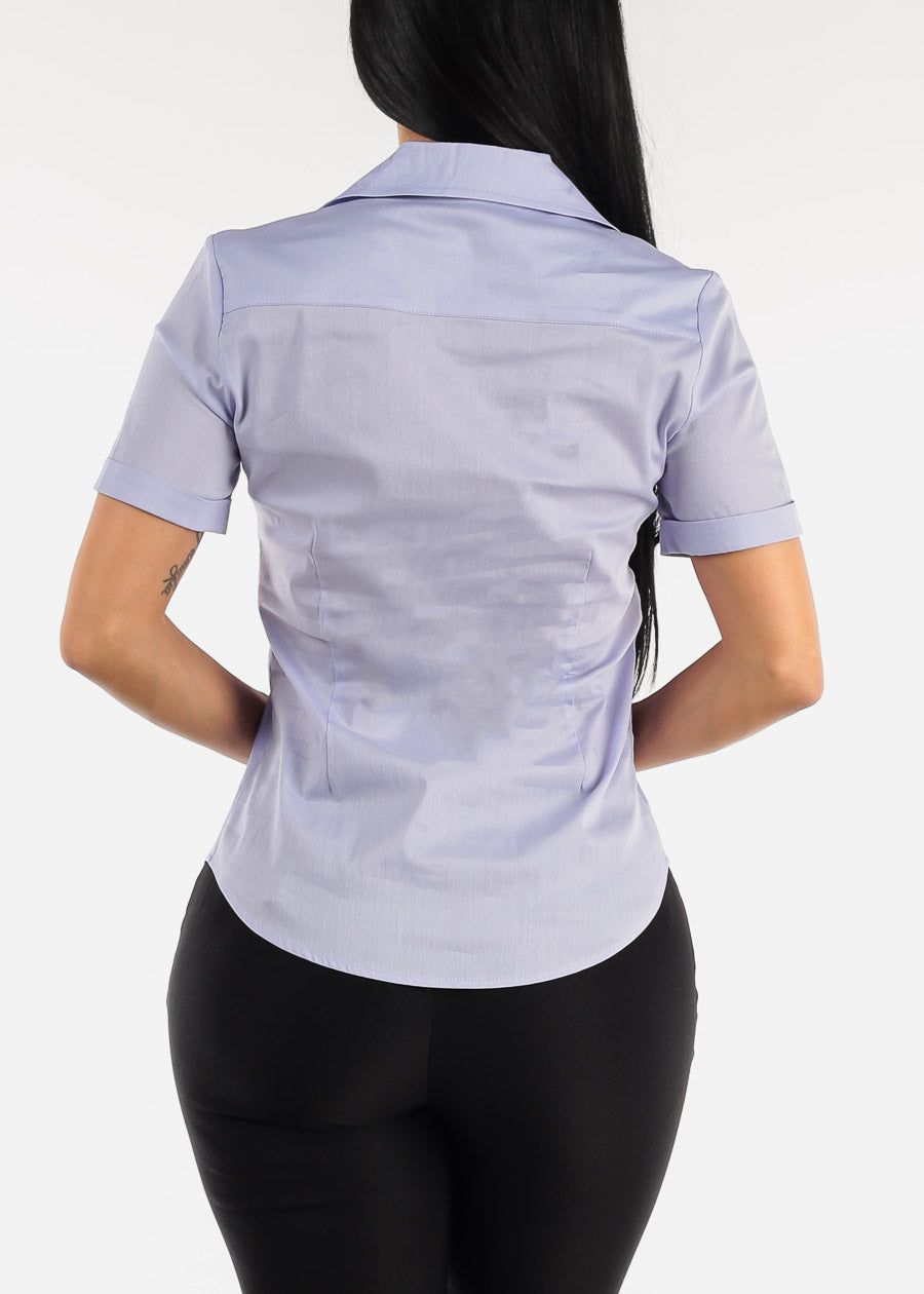 Short Sleeve Button Down Lilac Shirt sold by Moda product image thumbnail 4