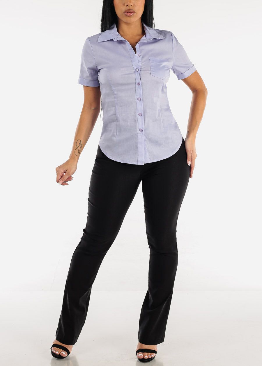 Short Sleeve Button Down Lilac Shirt sold by Moda product image thumbnail 2