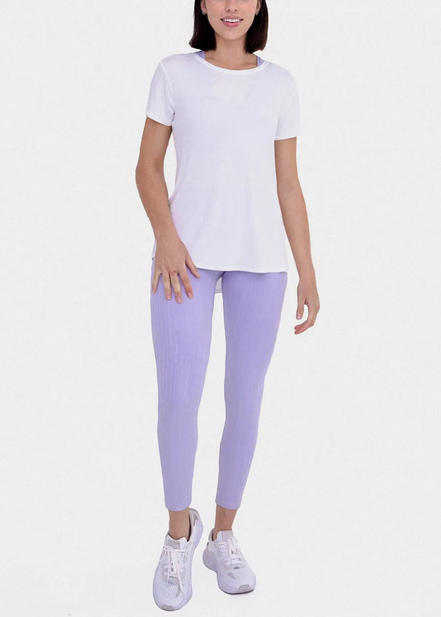 Textured High Waist Activewear Leggings Light Purple sold by Moda product image thumbnail 2