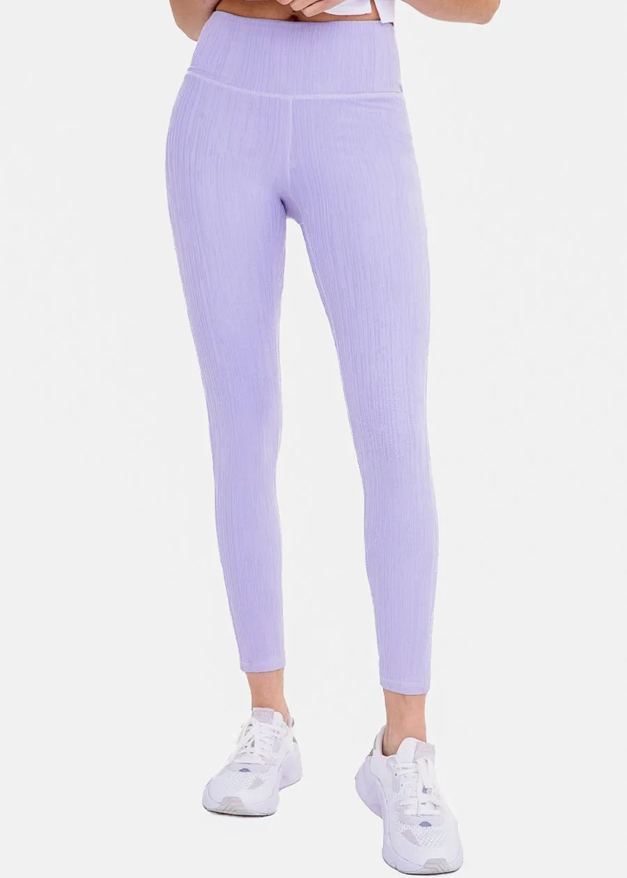 Textured High Waist Activewear Leggings Light Purple sold by Moda