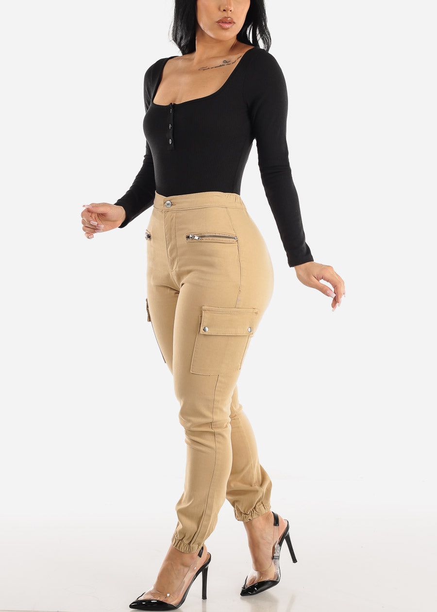 Long Sleeve Black Rib-Knit Thong Bodysuit sold by Moda product image thumbnail 2