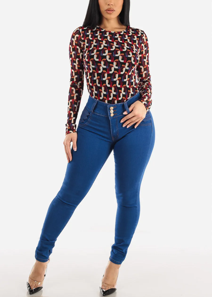 High Waisted Levantacola Skinny Jeans Royal Blue Wash sold by Moda product image thumbnail 2