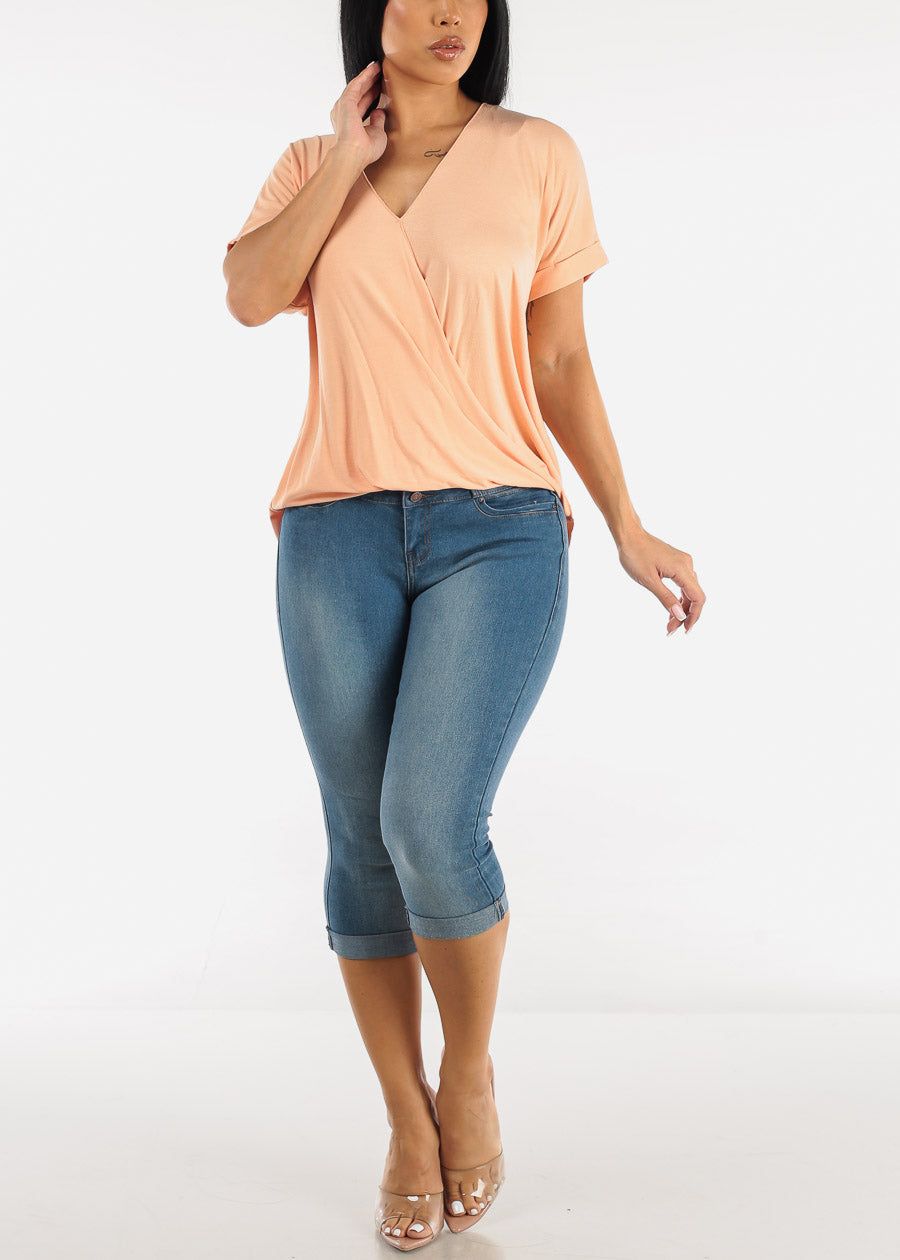 Butt Lifting Mid Rise Cuffed Denim Capris Med Wash sold by Moda product image thumbnail 2