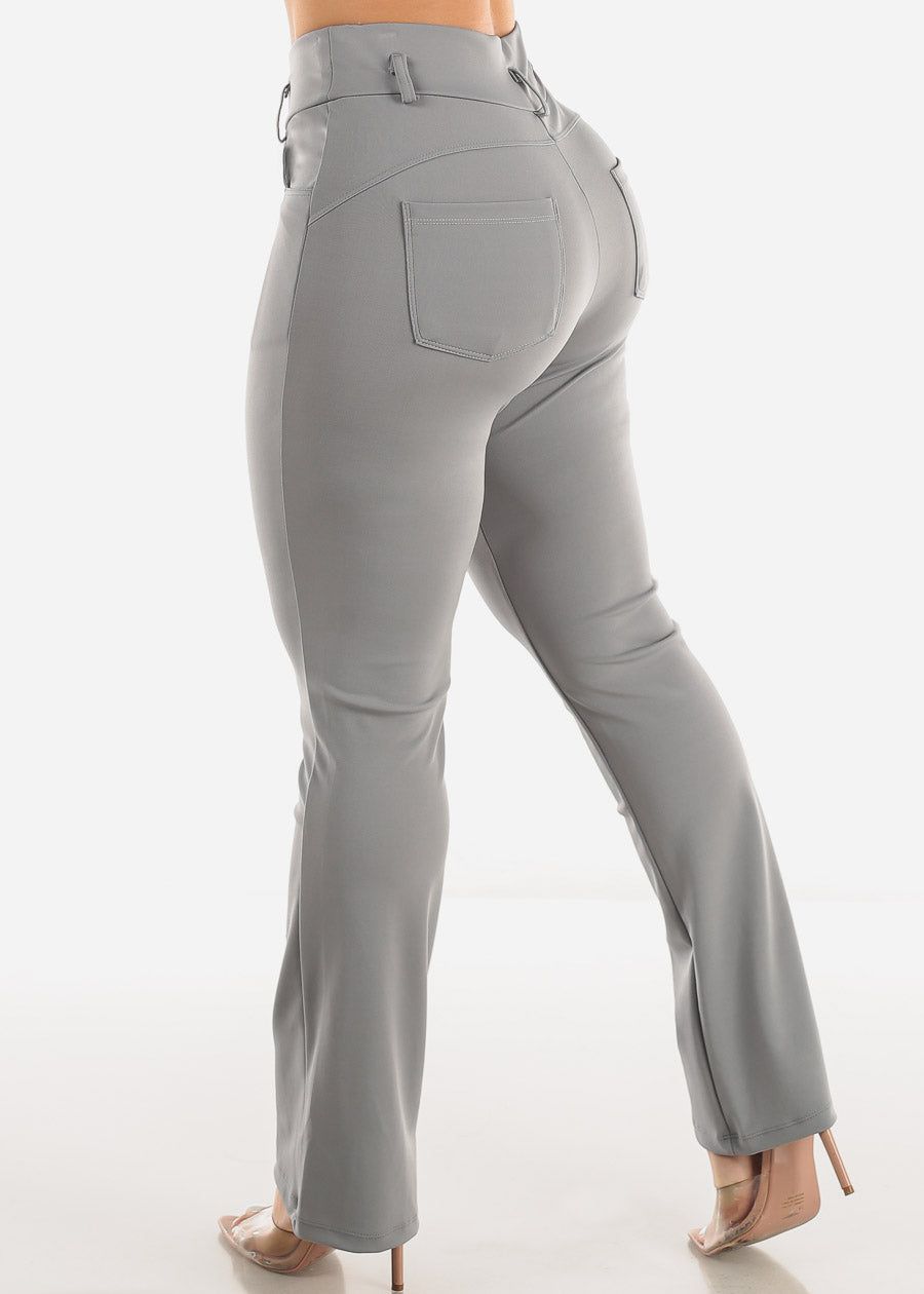 Grey Super High Waist Dressy Bootcut Pants sold by Moda product image thumbnail 4