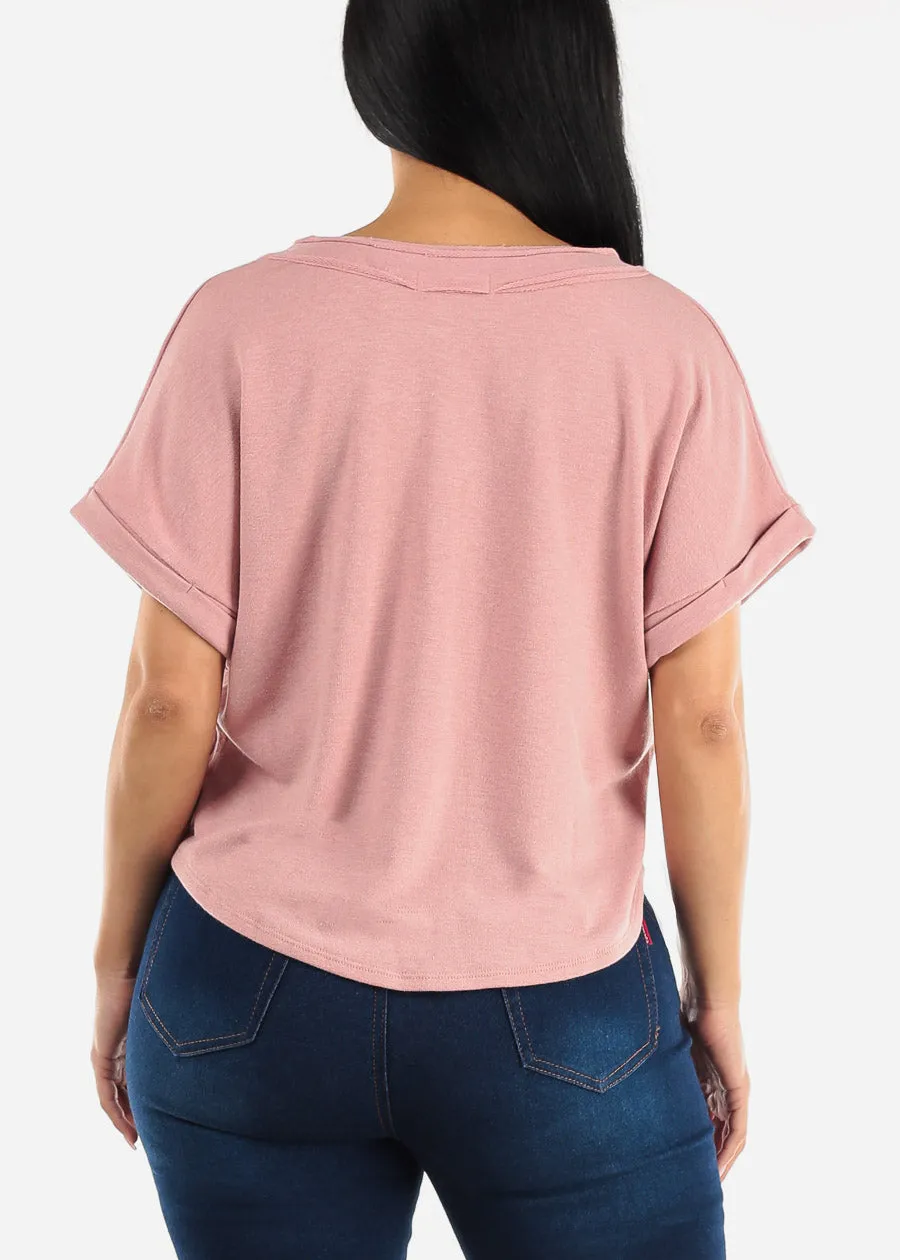 Short Sleeve Vneck Soft Terry Top Blush sold by Moda product image thumbnail 5