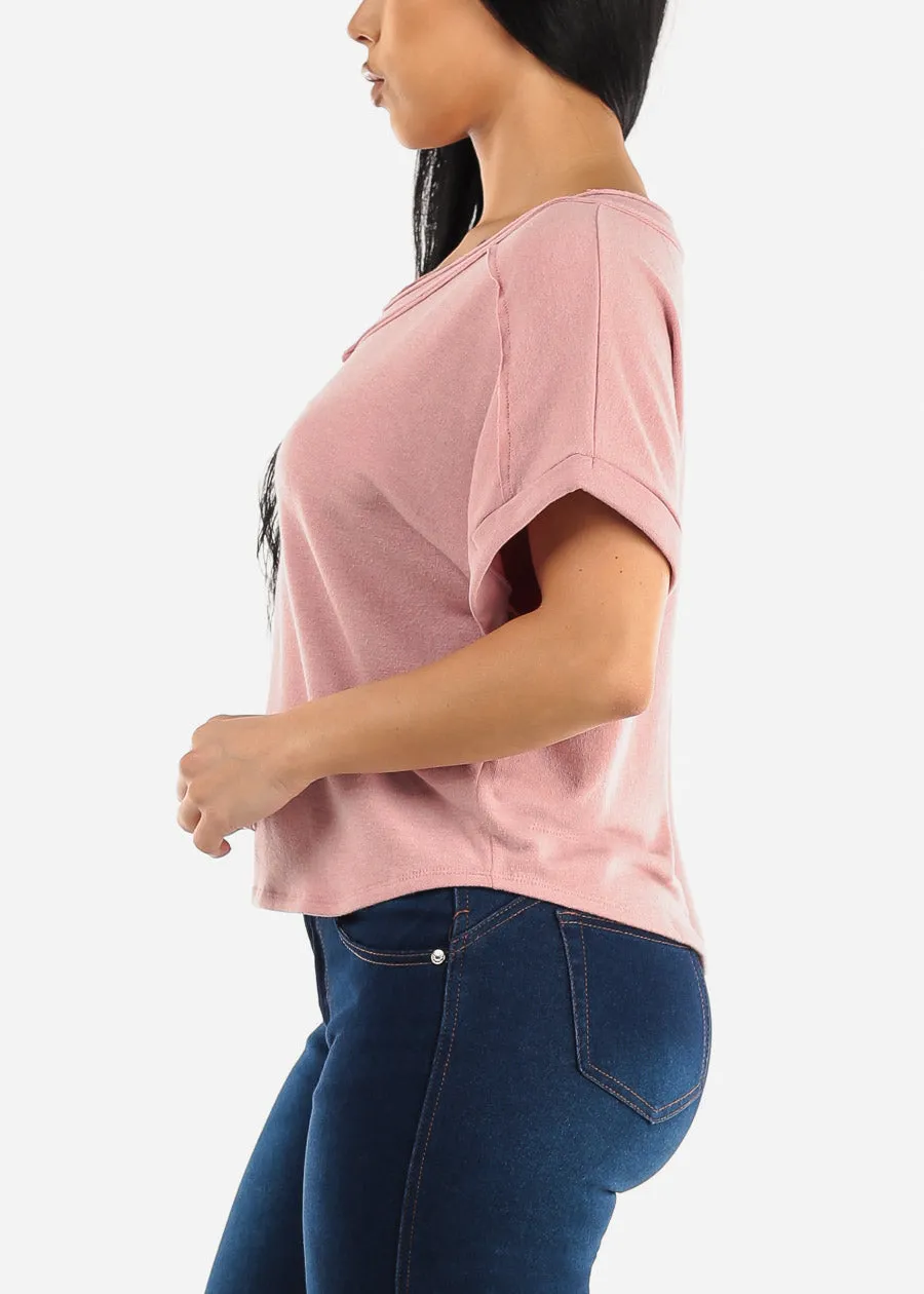 Short Sleeve Vneck Soft Terry Top Blush sold by Moda product image thumbnail 4