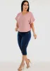 Short Sleeve Vneck Soft Terry Top Blush sold by Moda