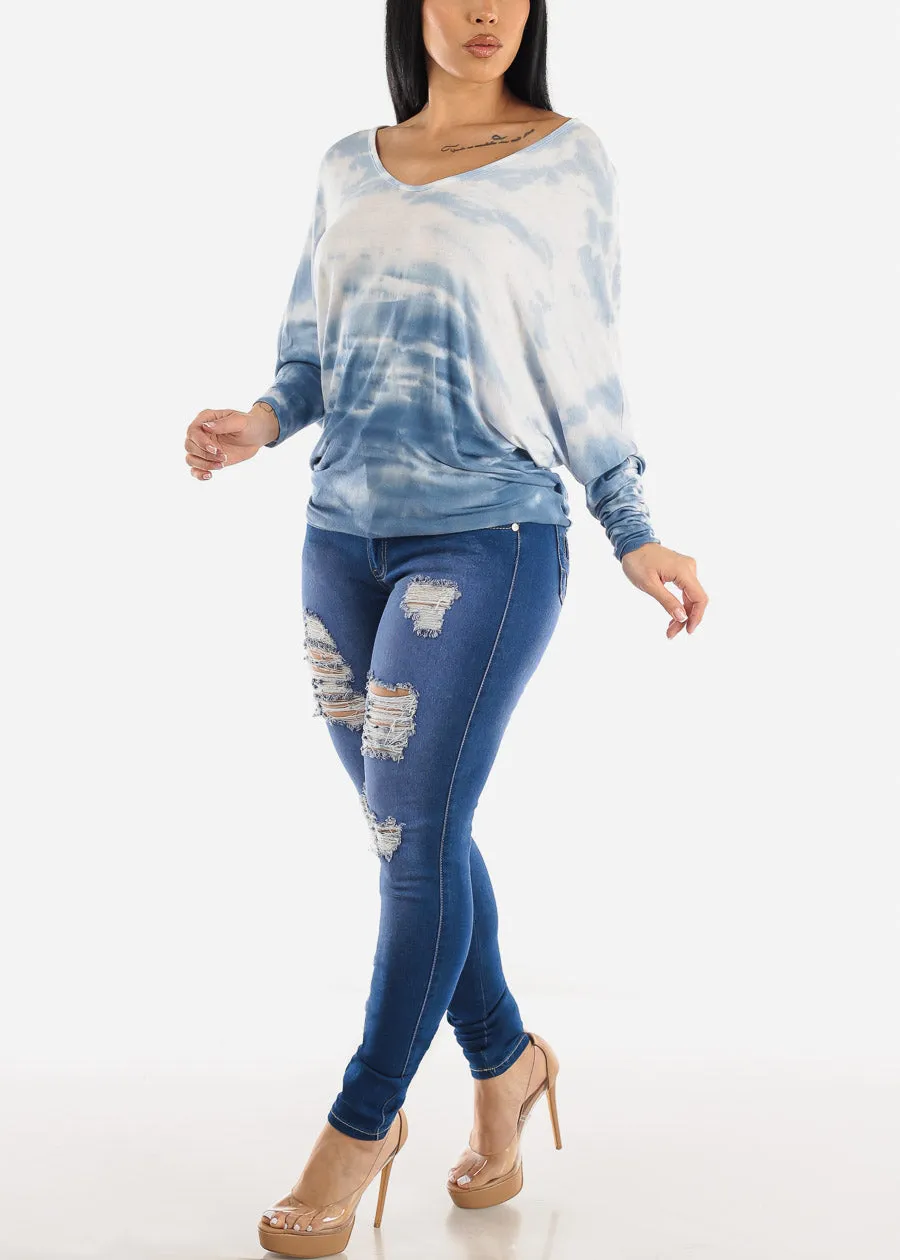 Distressed High Waist Levantacola Skinny Jeans Blue Wash sold by Moda product image thumbnail 2