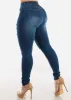 Distressed Mid Rise Stretchy Skinny Jeans Med Blue sold by Moda