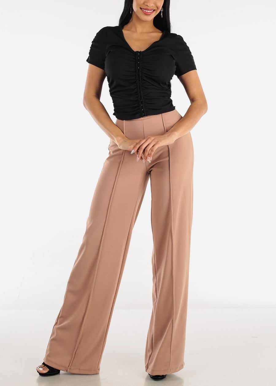 Black Short Sleeve Hook and Eye Ruched Top sold by Moda product image thumbnail 2