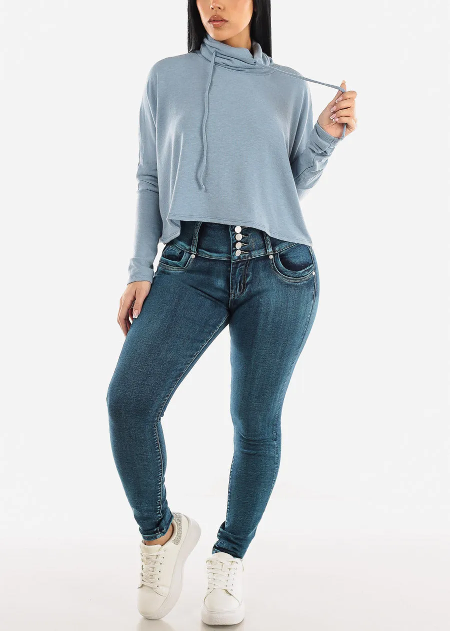 High Waisted Levantacola Skinny Jeans Med Sand Wash sold by Moda product image thumbnail 2