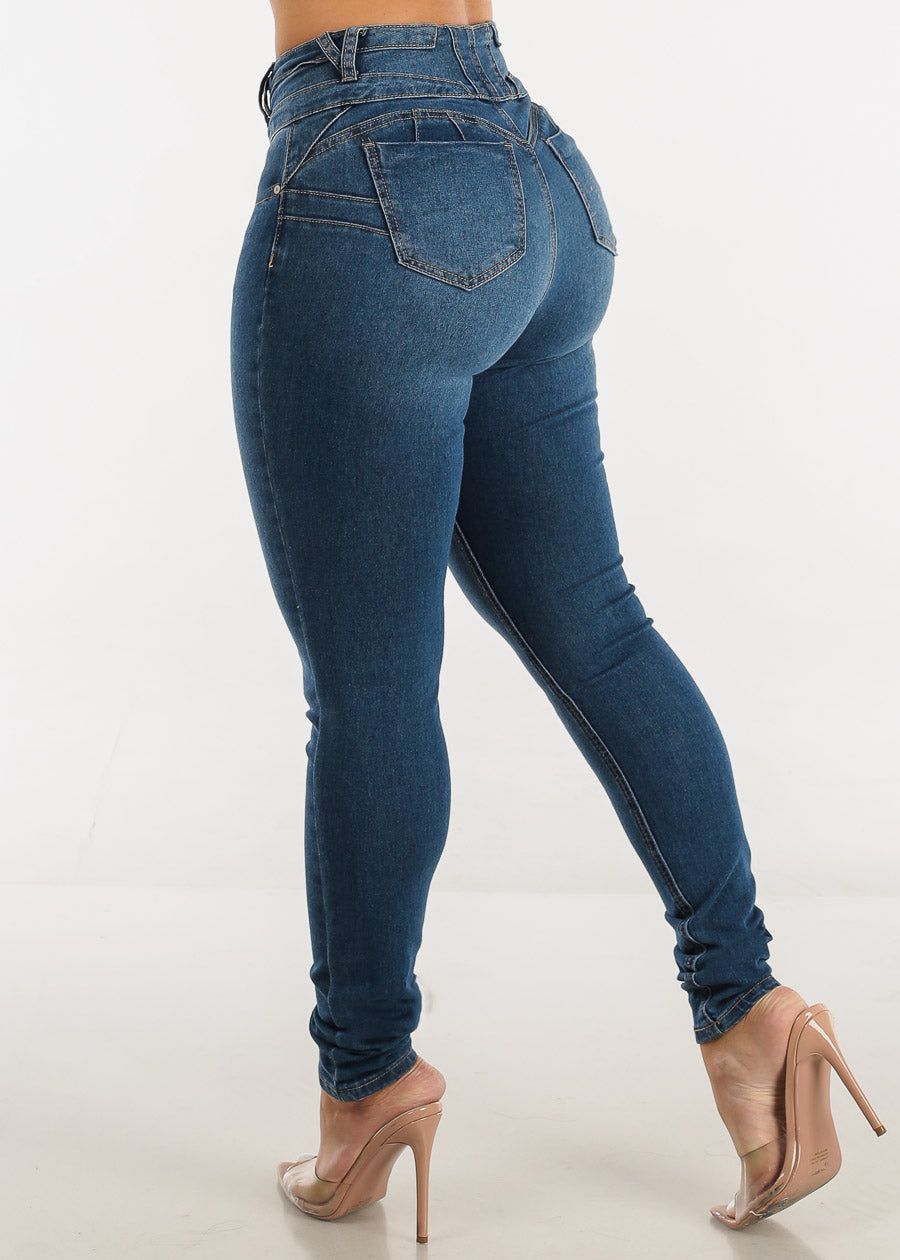 Butt Lift Mid Rise Med Blue Skinny Jeans sold by Moda product image thumbnail 5