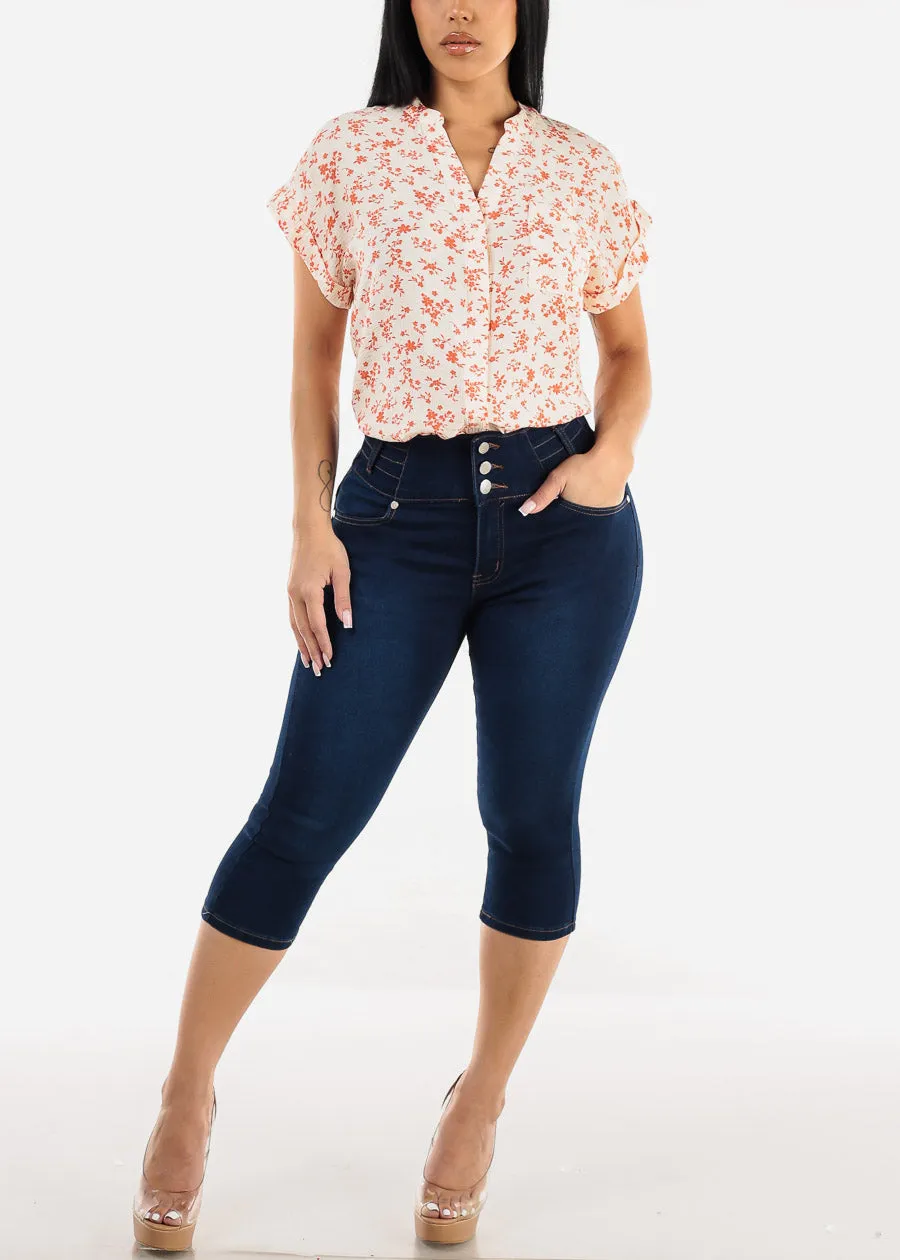 Butt Lifting Dark Denim Capris w Back Pocket Design sold by Moda product image thumbnail 2