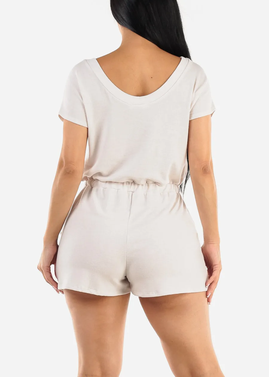 Off Shoulder Casual Romper Beige w Pockets sold by Moda product image thumbnail 4