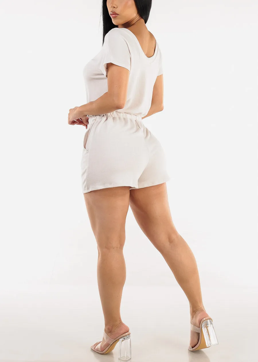 Off Shoulder Casual Romper Beige w Pockets sold by Moda product image thumbnail 5