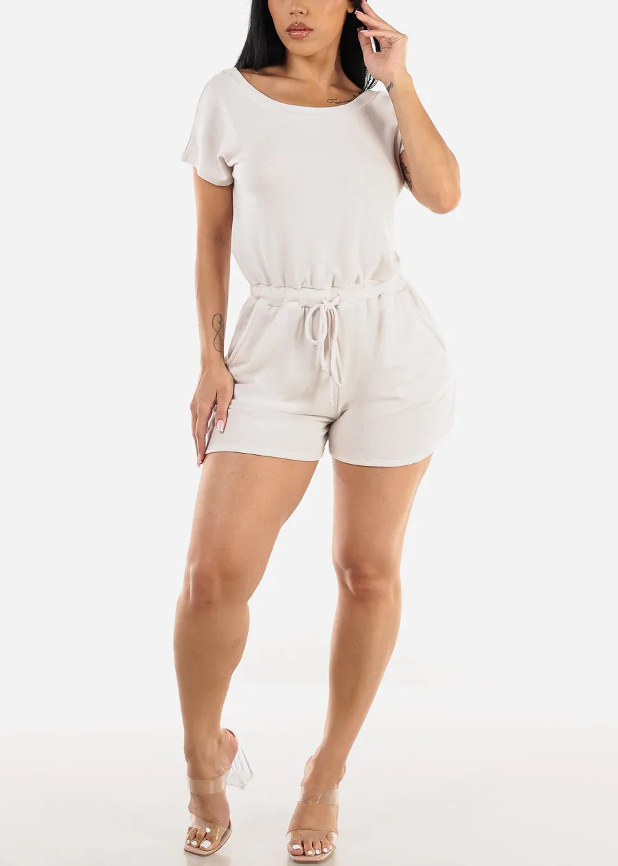 Off Shoulder Casual Romper Beige w Pockets sold by Moda product image thumbnail 2