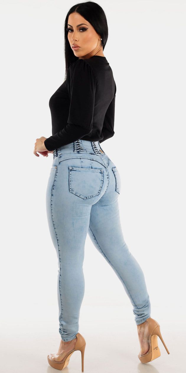 High Waist Acid Wash Skinnies Outfit sold by Moda product image thumbnail 2