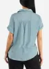 Cap Sleeve Blue Blouse w Front Half Placket sold by Moda