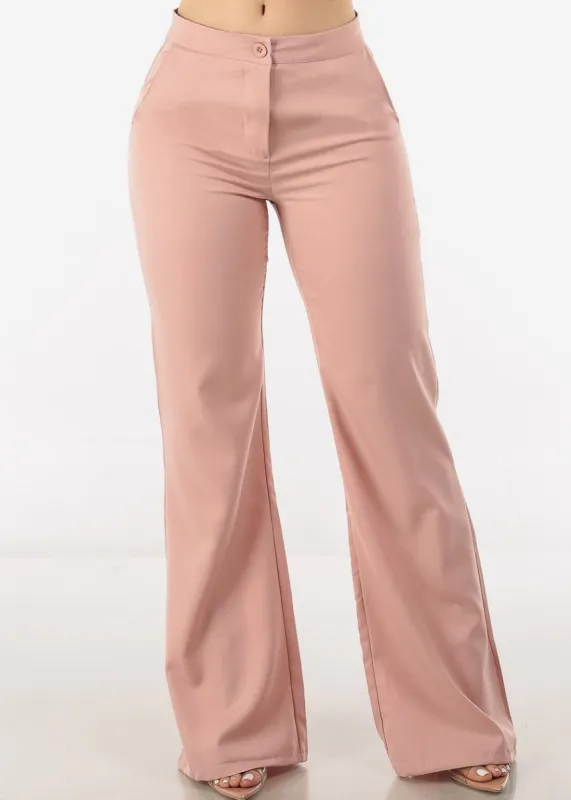 High Waist Formal Flared Bootcut Dress Pants Mauve sold by Moda