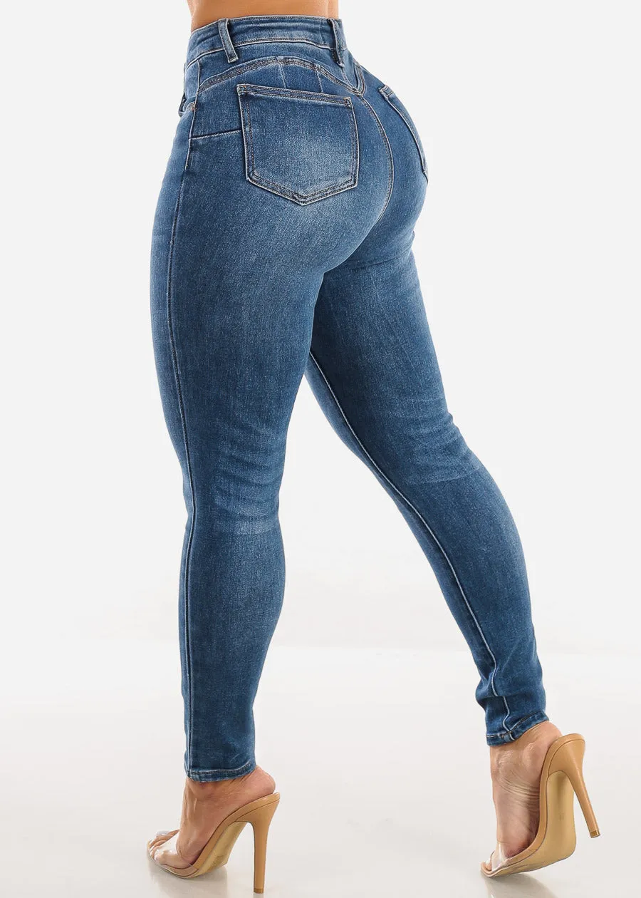 Super High Waist Butt Lift Skinny Jeans Med Blue sold by Moda product image thumbnail 5