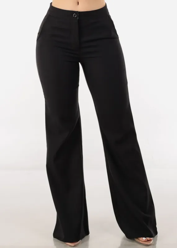 Black High Waist Formal Flared Bootcut Dress Pants sold by Moda