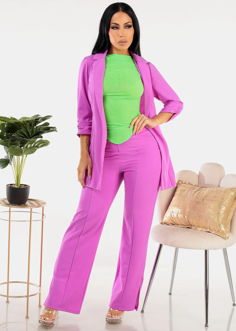 Super High Waist Wide Leg Slit Dress Pants Purple sold by Moda product image thumbnail 2