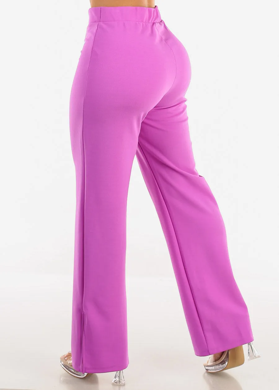 Super High Waist Wide Leg Slit Dress Pants Purple sold by Moda product image thumbnail 4