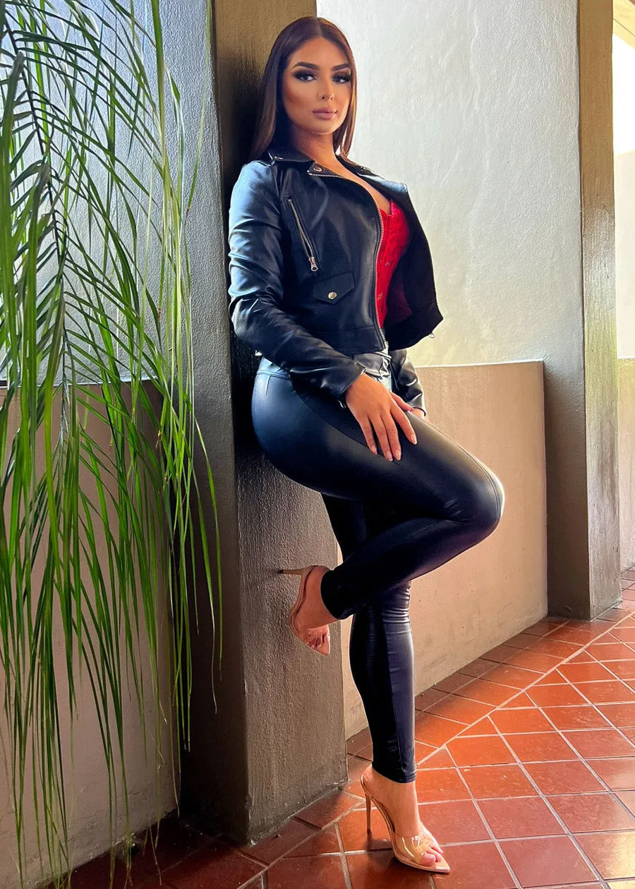 Butt Lift Pleather Black Skinny Pants sold by Moda product image thumbnail 2