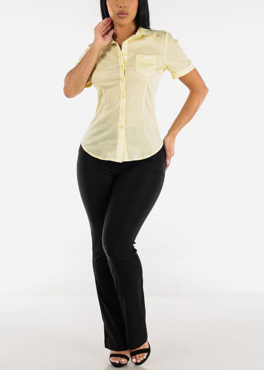 Short Sleeve Button Down Yellow Shirt sold by Moda product image thumbnail 2