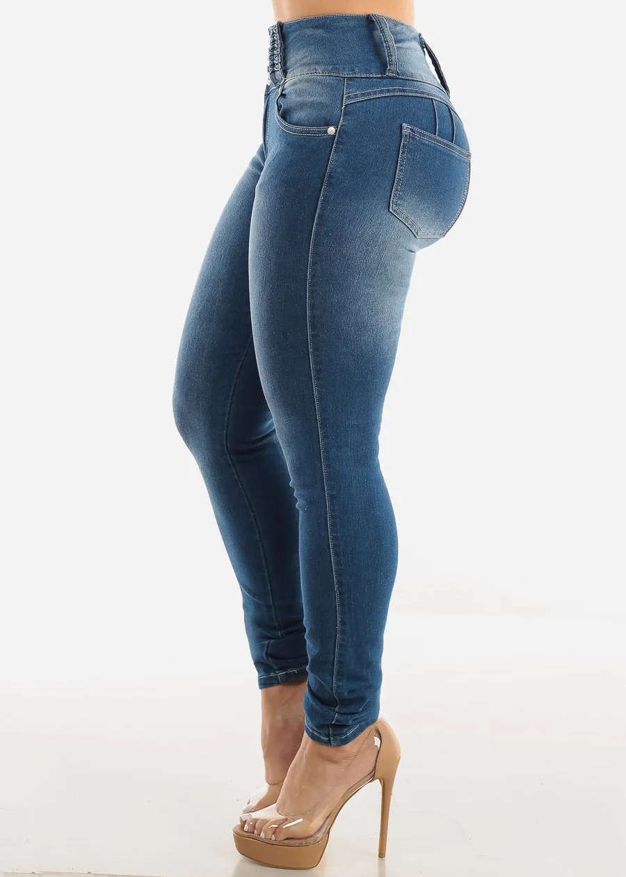 High Waisted Med Wash Butt Lifting Skinny Jeans sold by Moda product image thumbnail 4