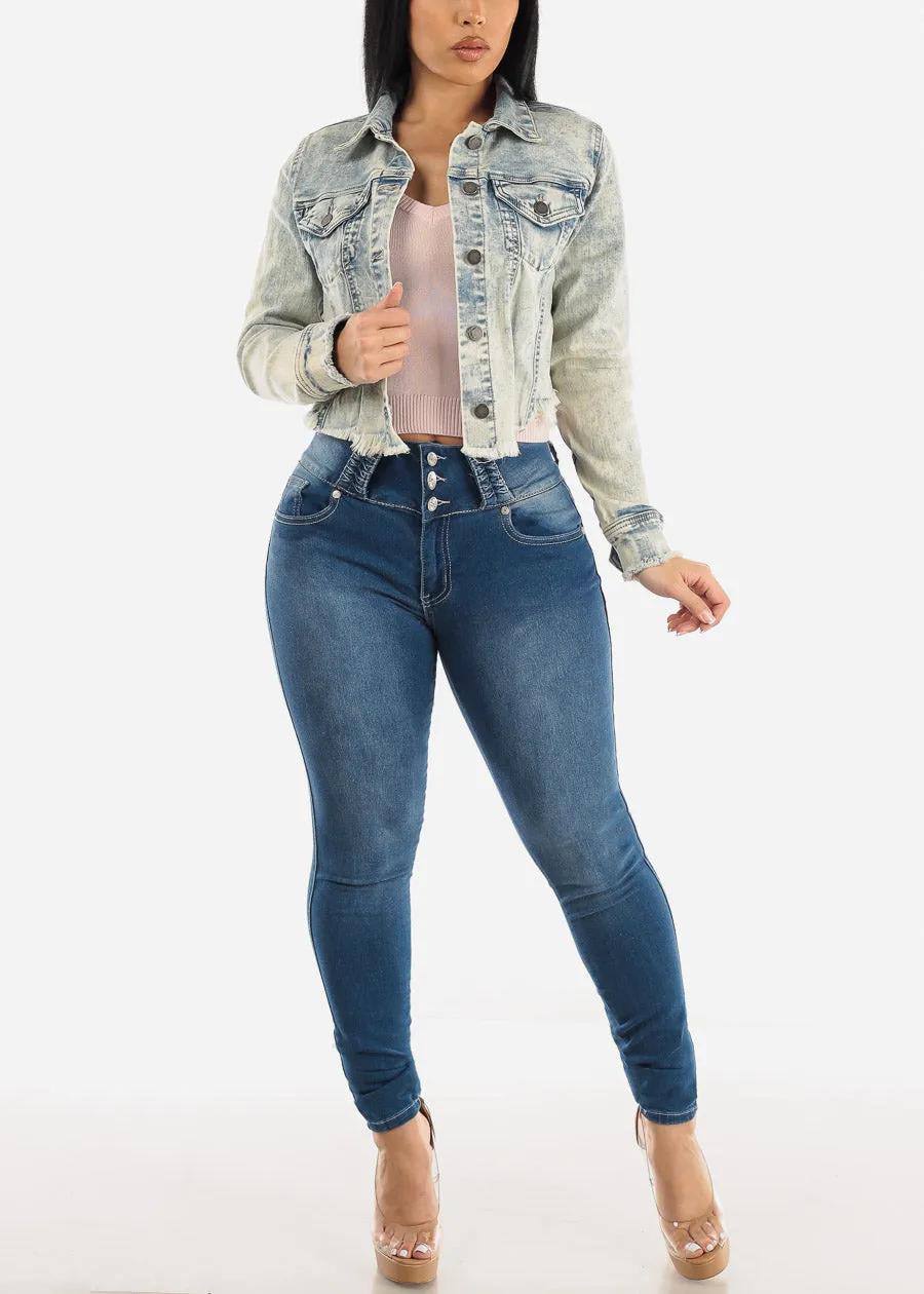 High Waisted Med Wash Butt Lifting Skinny Jeans sold by Moda product image thumbnail 2